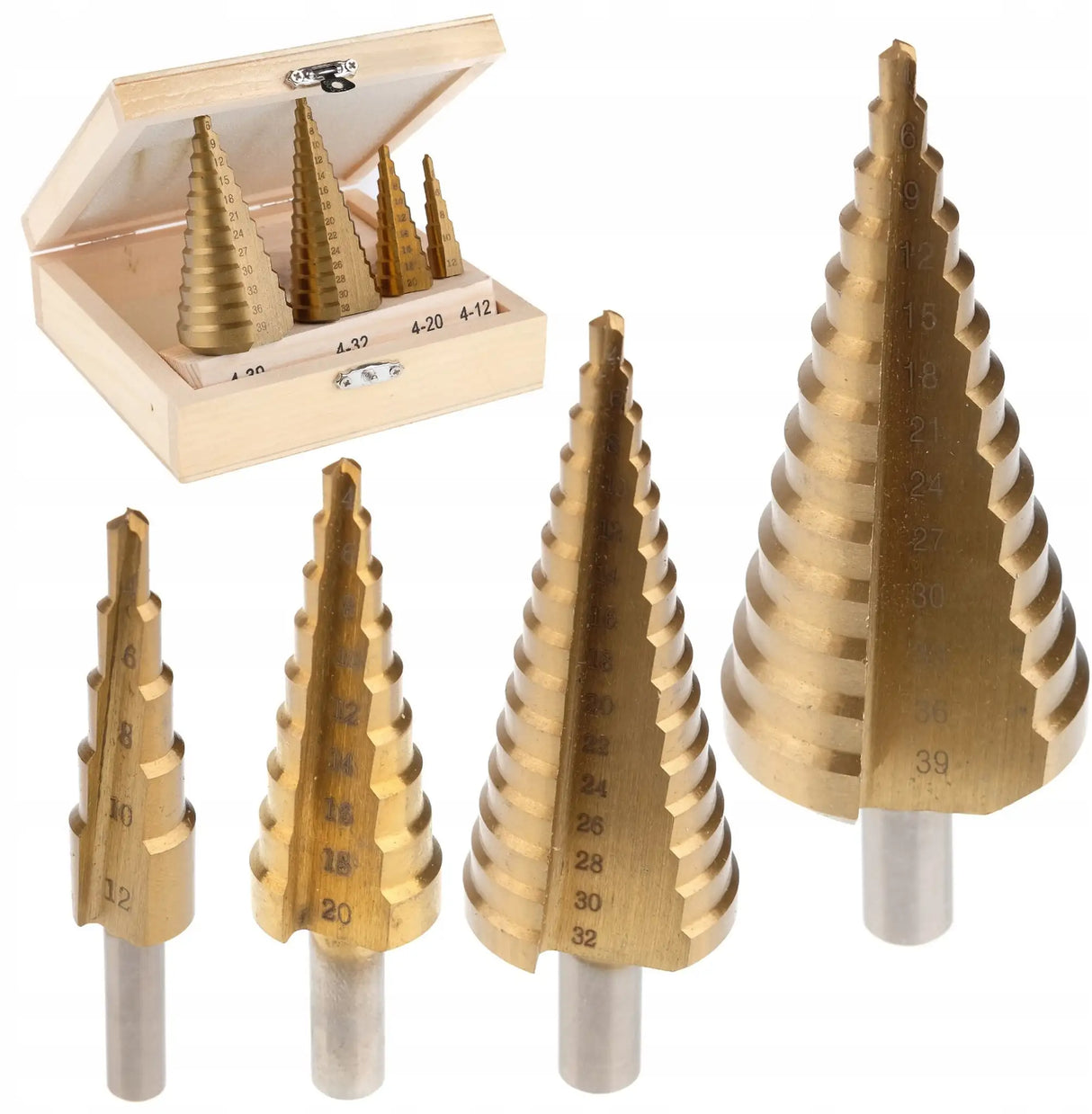 Step drill 4-39 mm cone drill 4-piece set HSS cone drill countersink TITAN