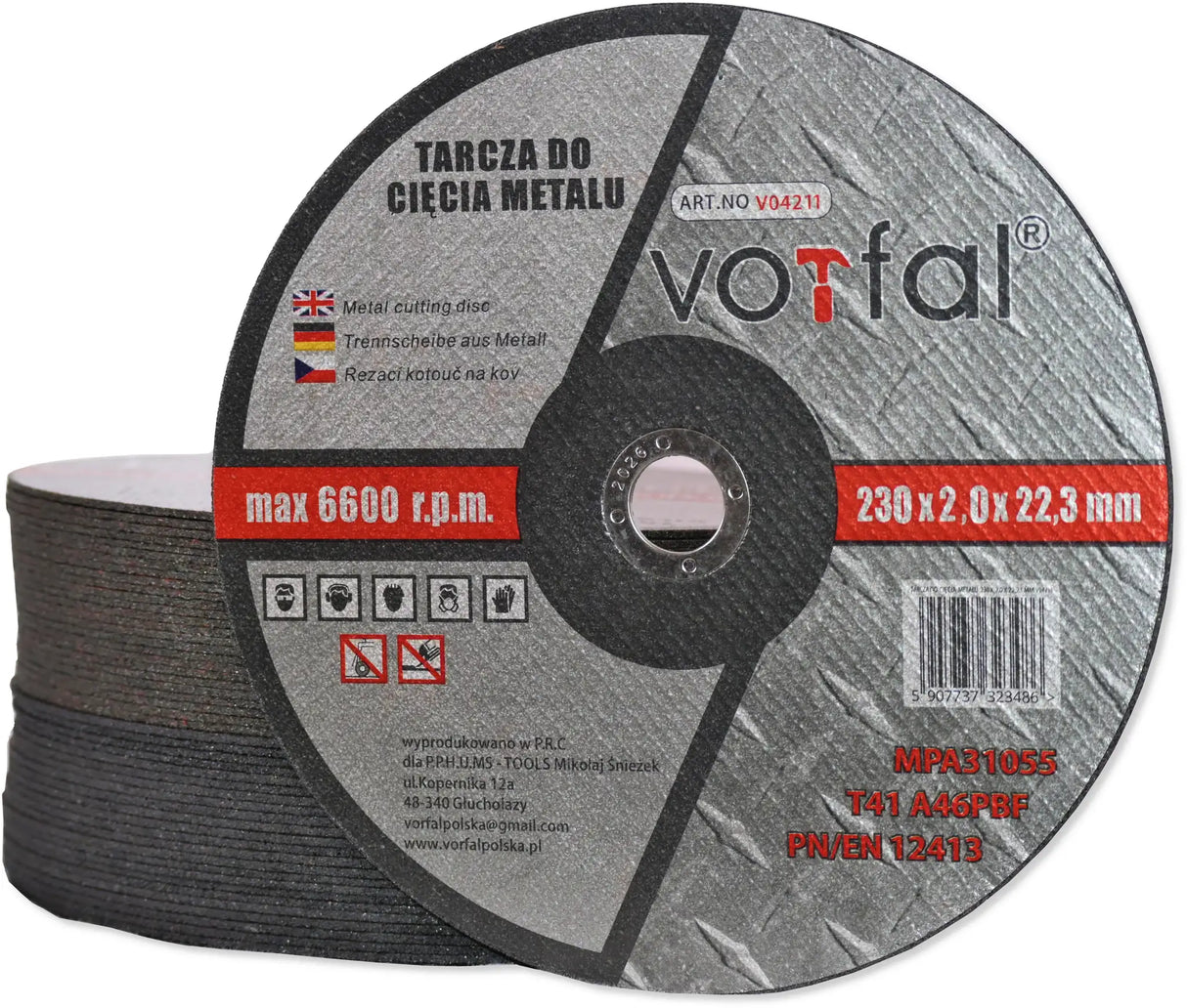 Cutting discs 230 mm x 2.0 mm for metal, steel, stainless steel